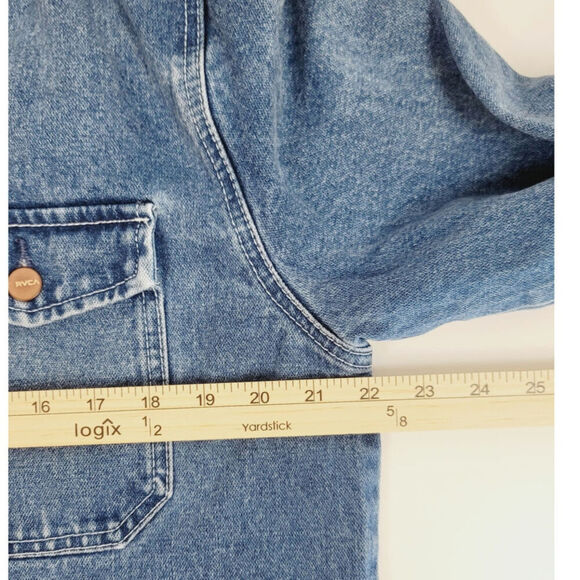 RVCA Chainmail Denim Jacket in Broken In Blue Wash, sz Medium - Picture 13 of 16